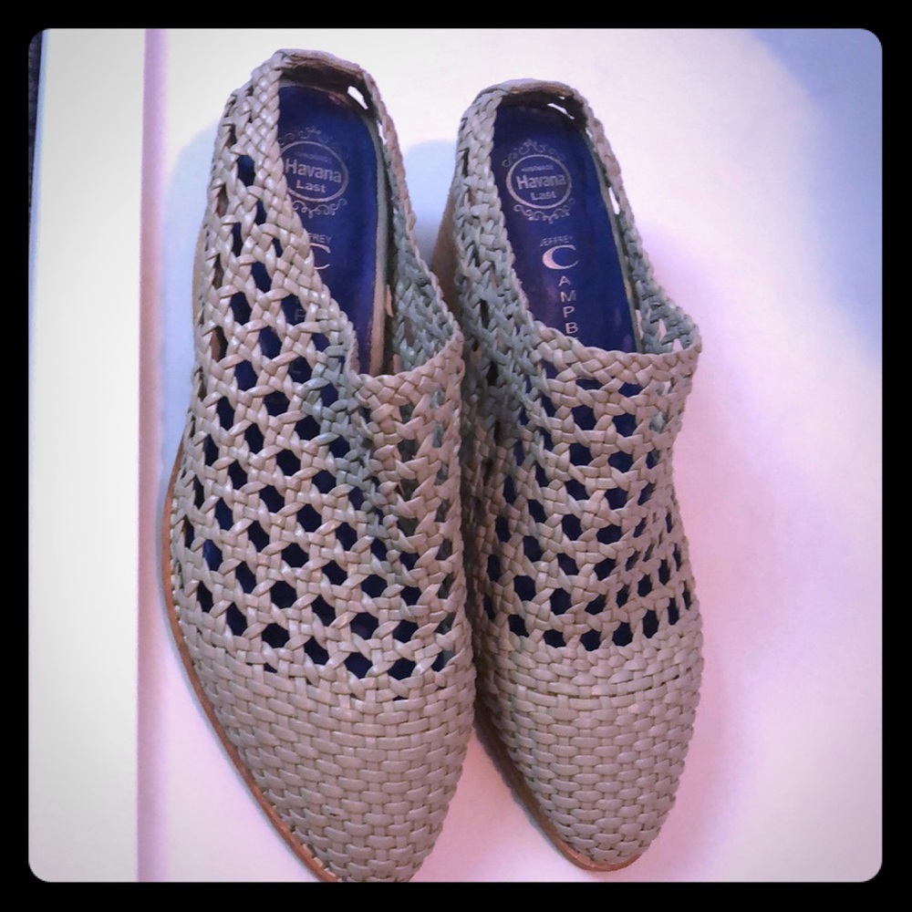 Jeffrey Campbell woven leather mule type slides